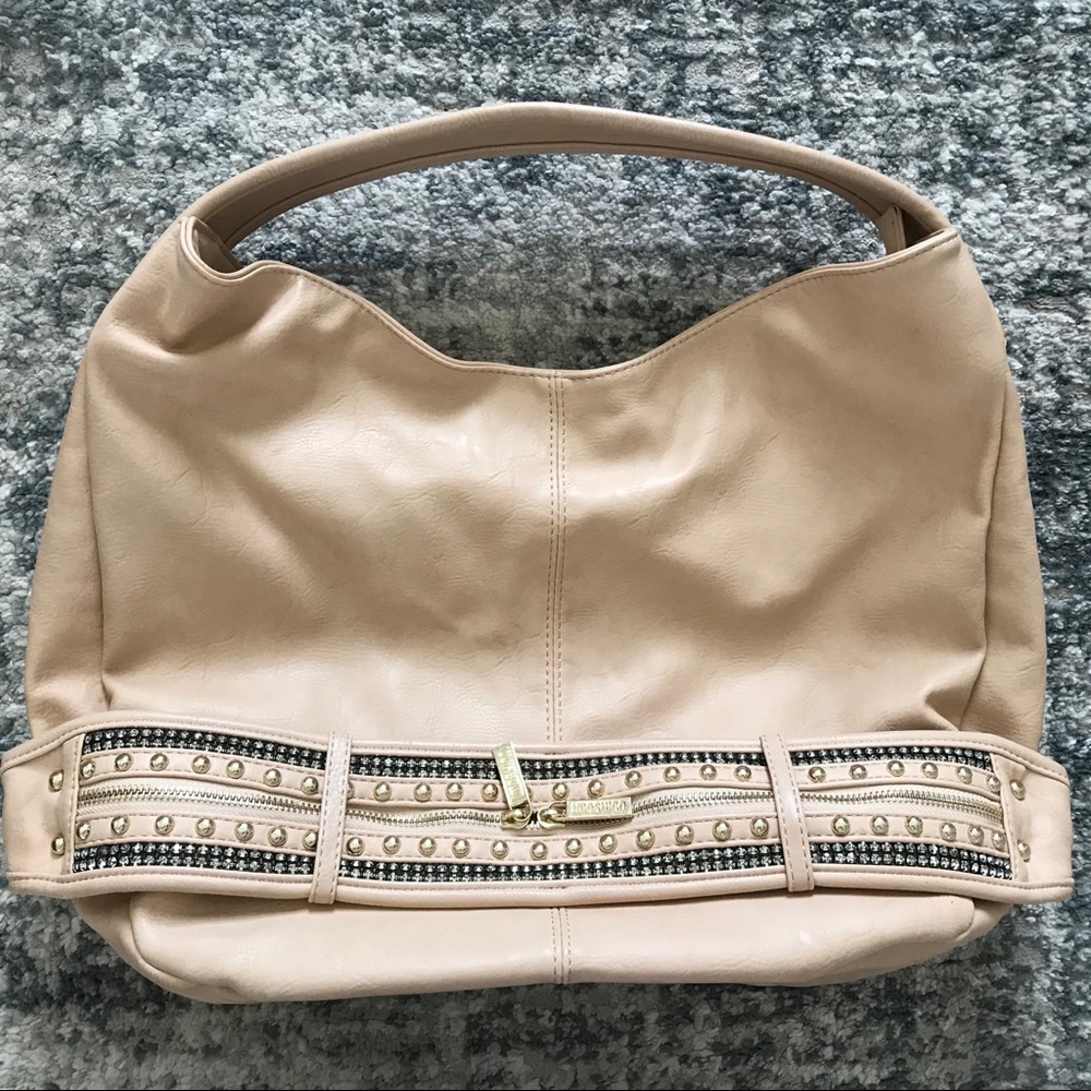 Nude large hobo shoulder bag